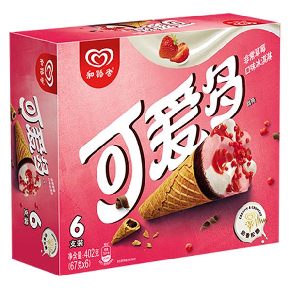 和路雪可愛多甜筒非常草莓口味冰淇淋402g