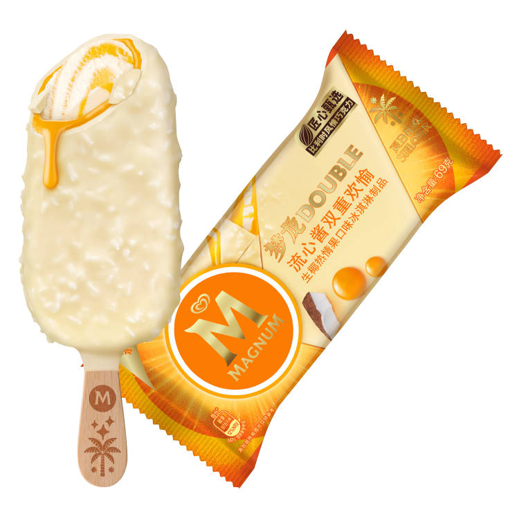 夢龍流心醬白巧克力生椰熱情果口味冰淇淋制品單支裝